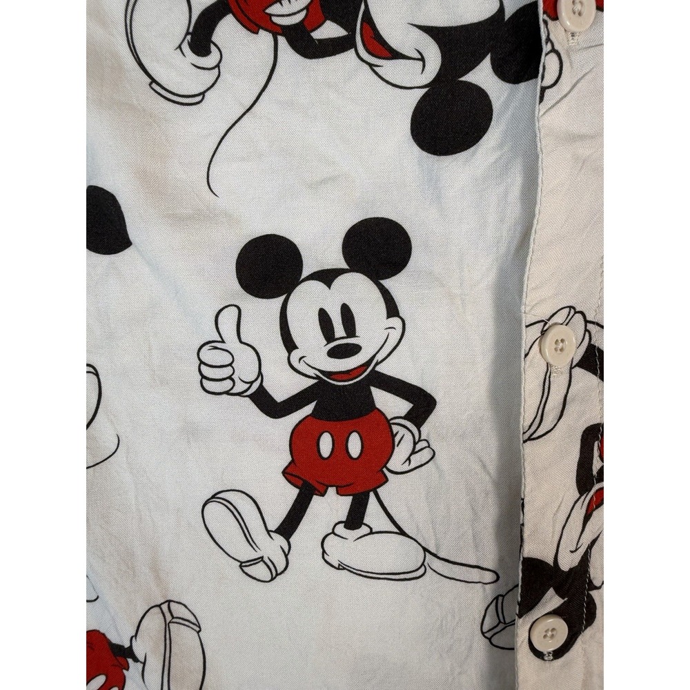 Disney Mickey Mouse Shirt Mens L MAD Engine Rayon All Over Print Button Up - Picture 3 of 9